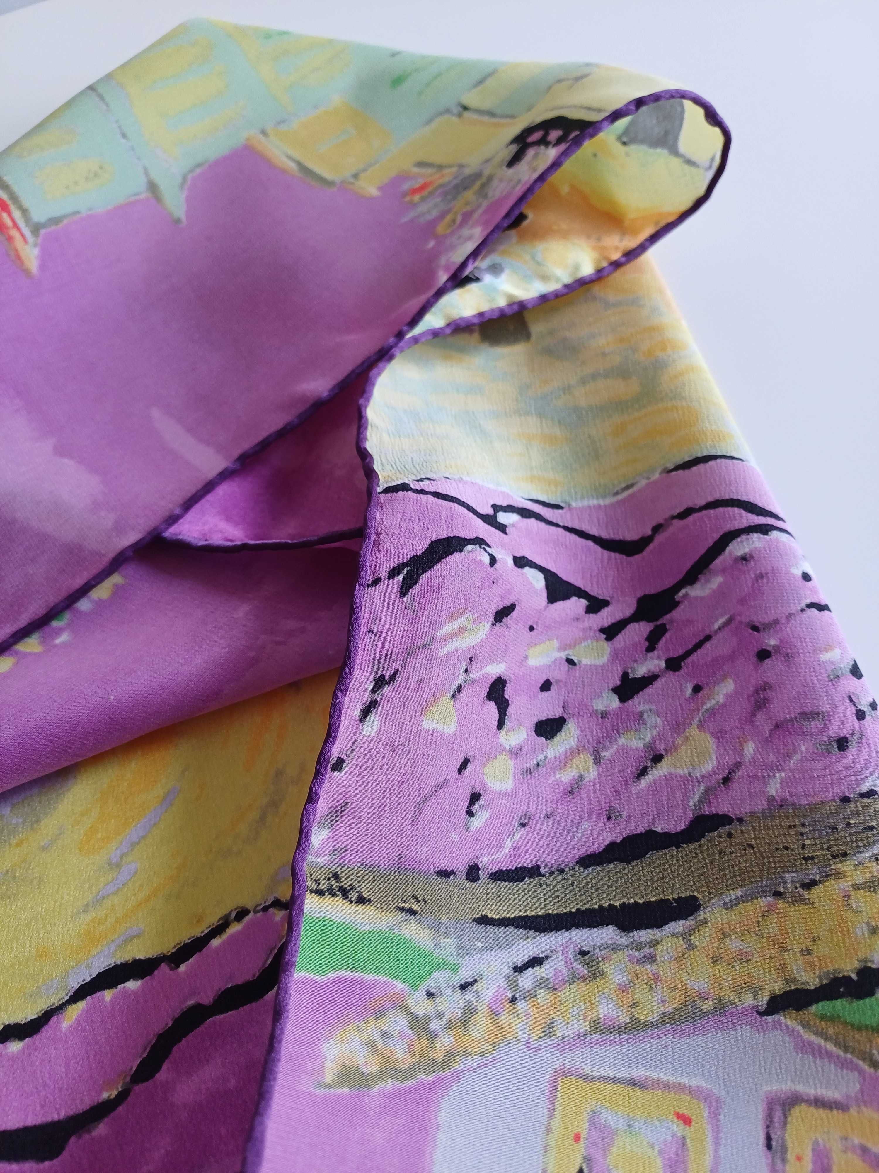 Kolorowa jedwabna chusta inspirowana obrazami van Gogha
