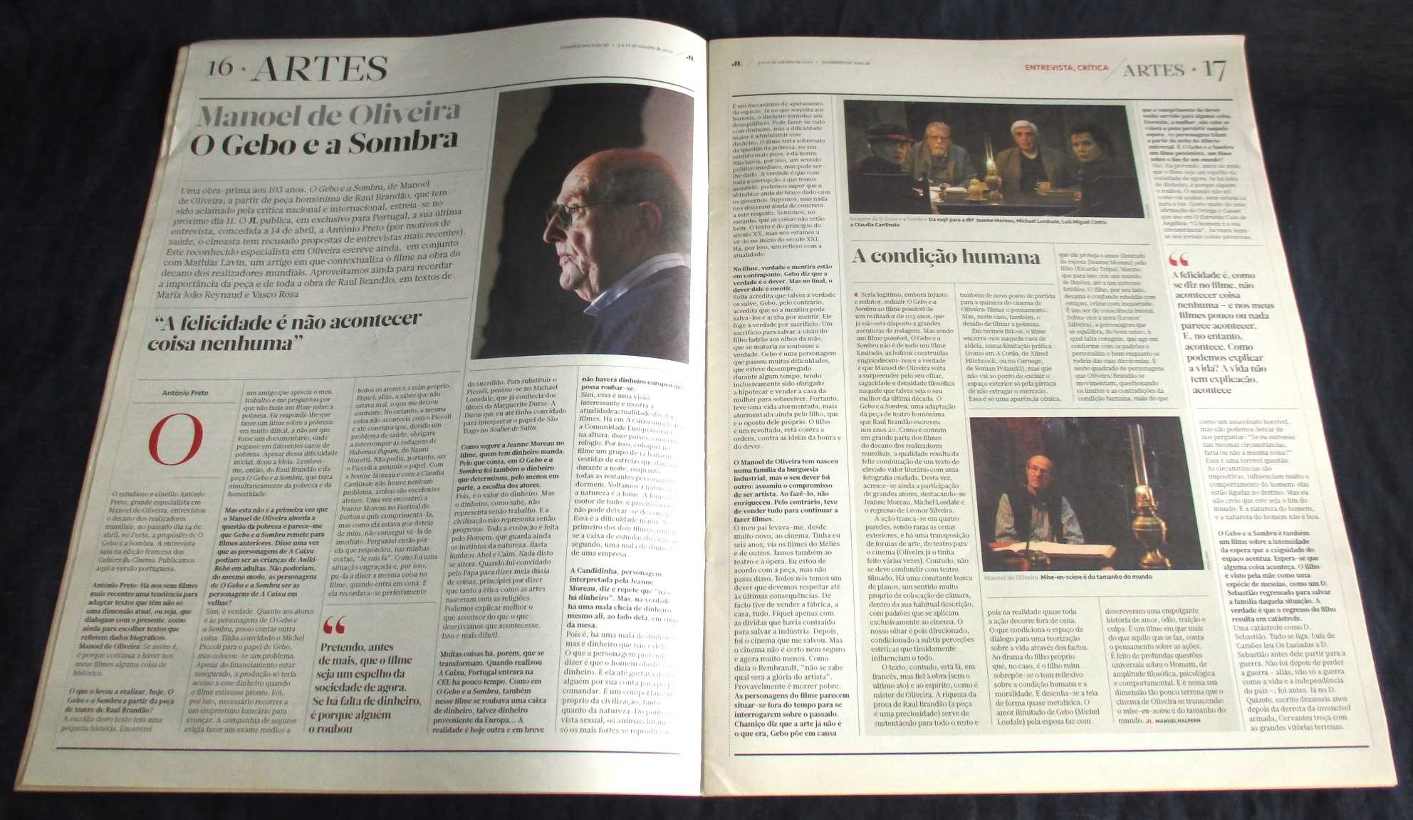 Jornal de Letras Artes e Ideias Manoel de Oliveira sempre