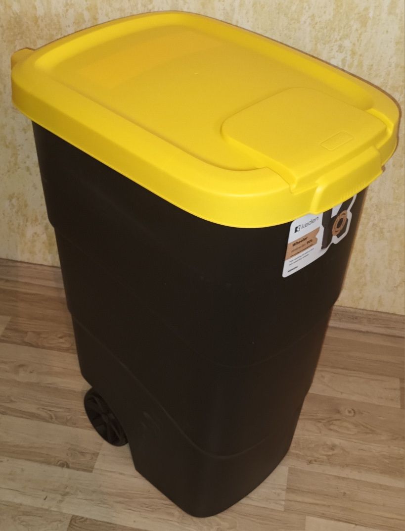 Kosz na smieci odpady 90L 90 litrow plastik szklo papier bio czarny