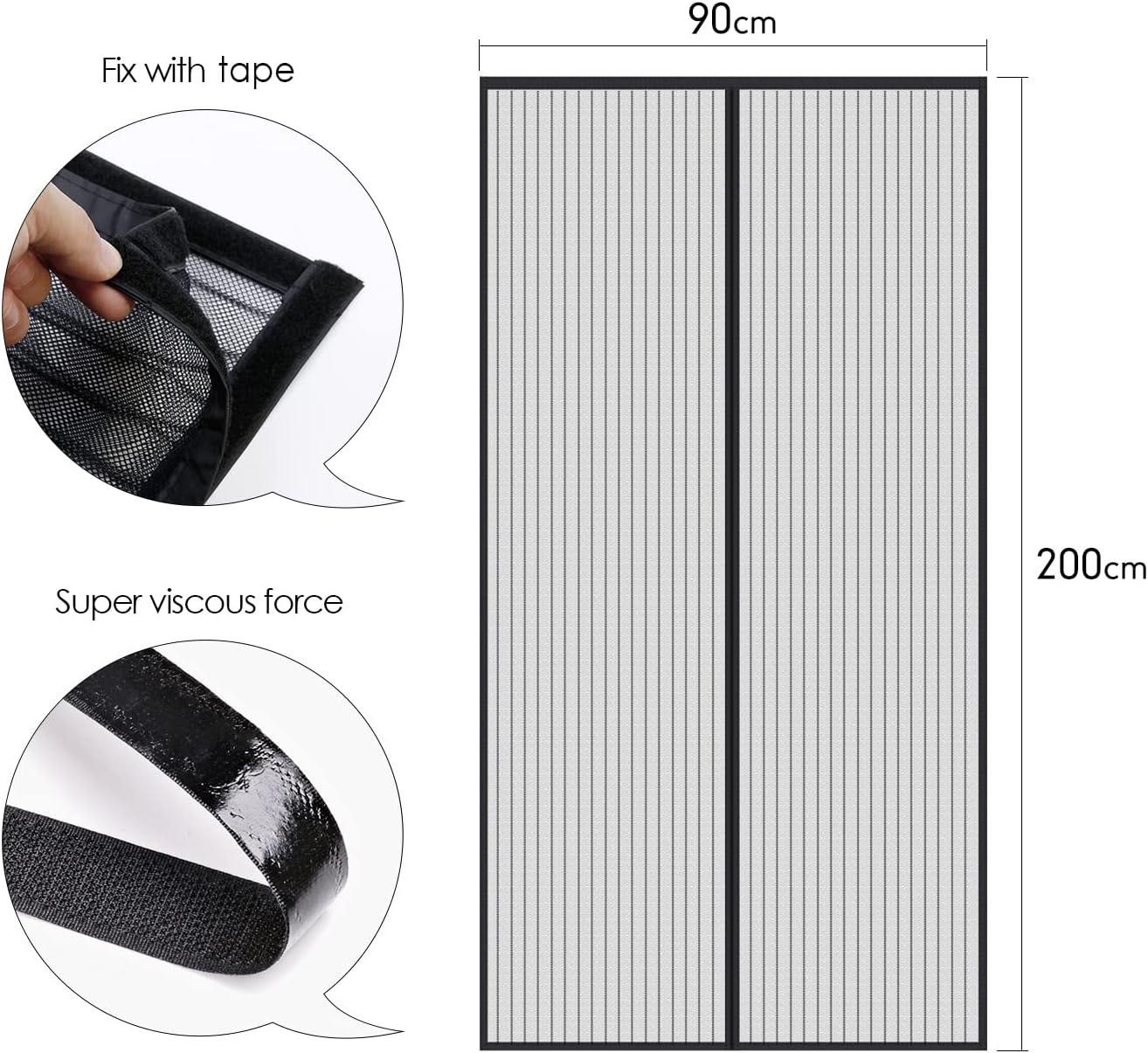 MYCARBON magnetyczna moskitiera do drzwi 90 x 200 cm, czarna