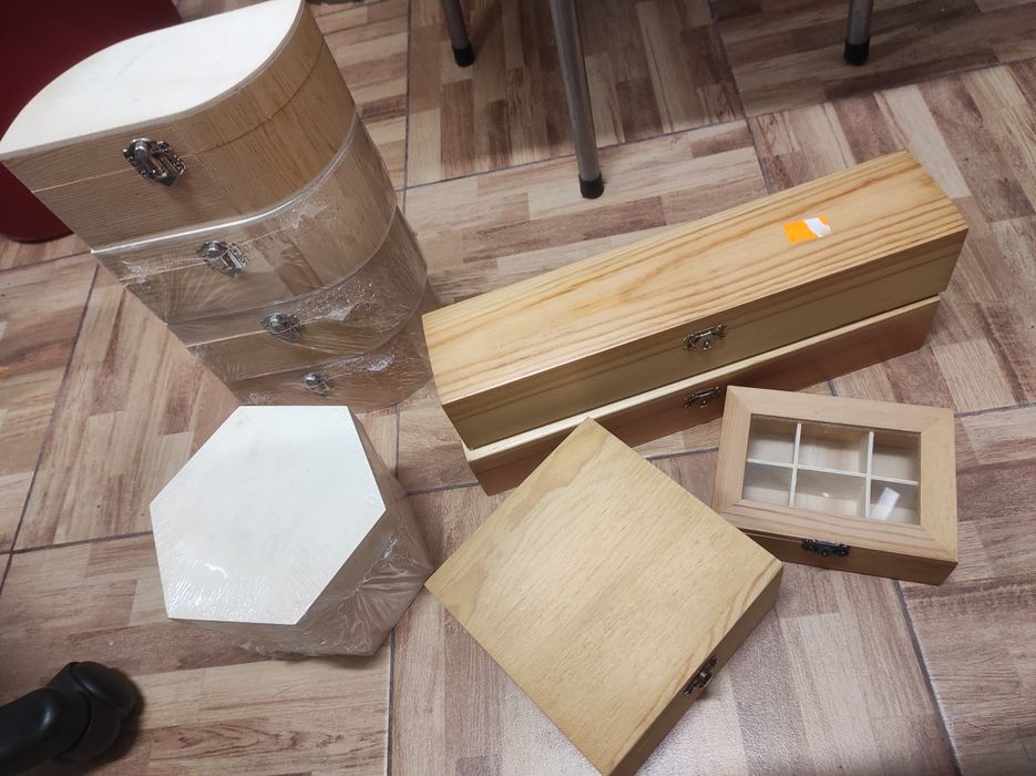 Conjunto caixas Novas variadas de madeira para pintar
