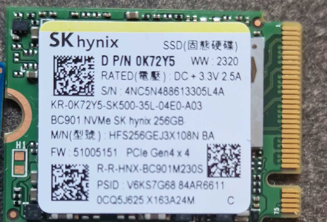 Dyski NVMEE 256 GB - demontaż