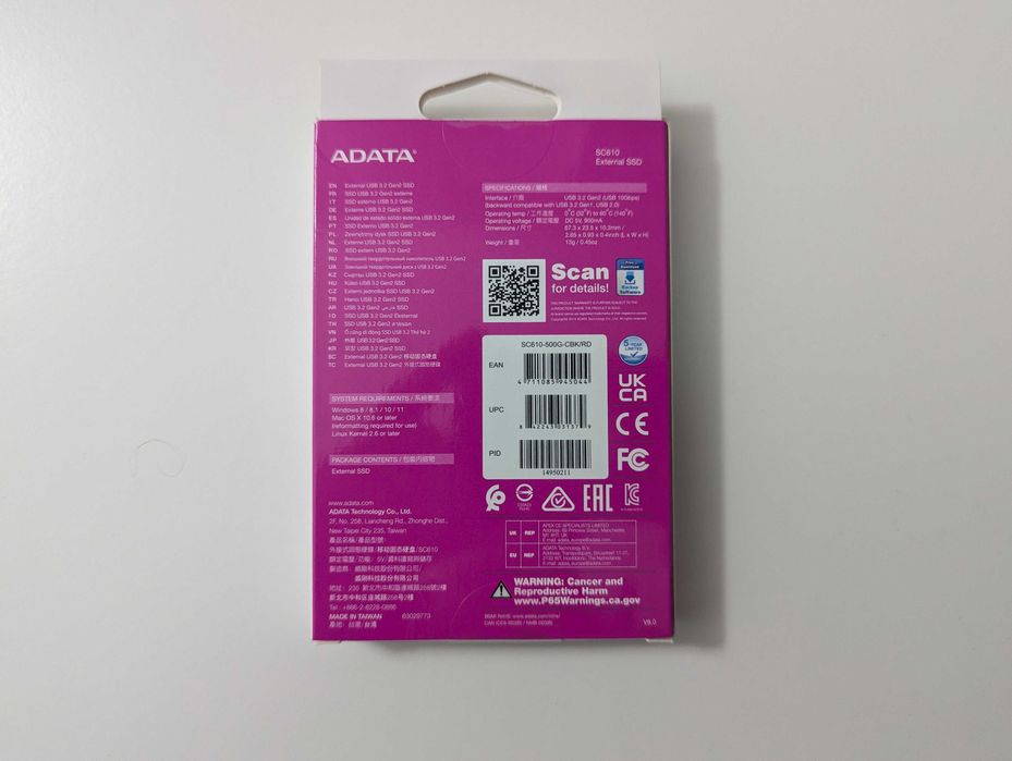 Dysk Pendrive SSD ADATA SC610 500GB USB 3.2 Gen 2 Nowy GW 5L Xbox PS5