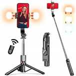 Statyw Bluetooth selfie stick LED 114cm + 2 x LAMPA