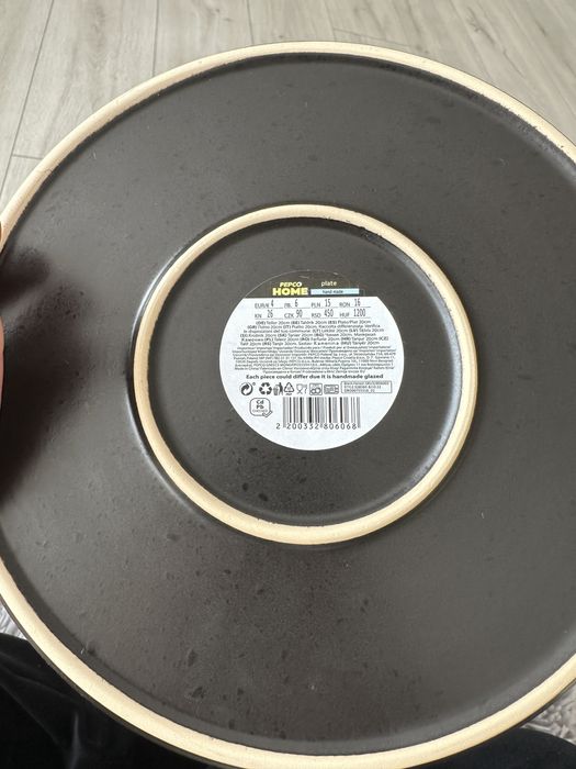 Nowe talerze pepco, loft czarne z rantami komplet 12 sztuk (6+6 zestaw