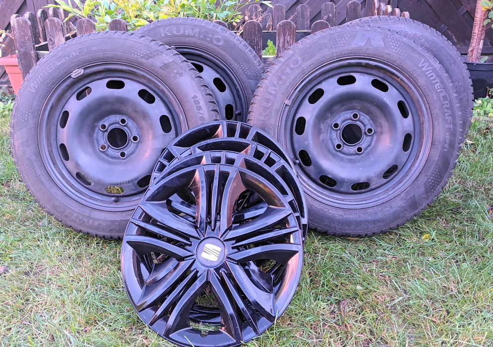 Opony zimowe z felgami stalowymi - stan bardzo dobry