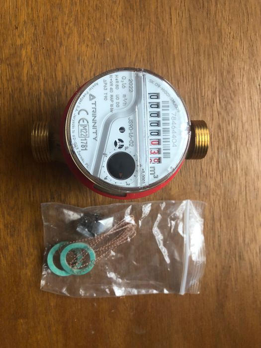 LICZNIK wodomierz nowy ciepła woda Trinnity JS-90-02 oryg.plomby opak.