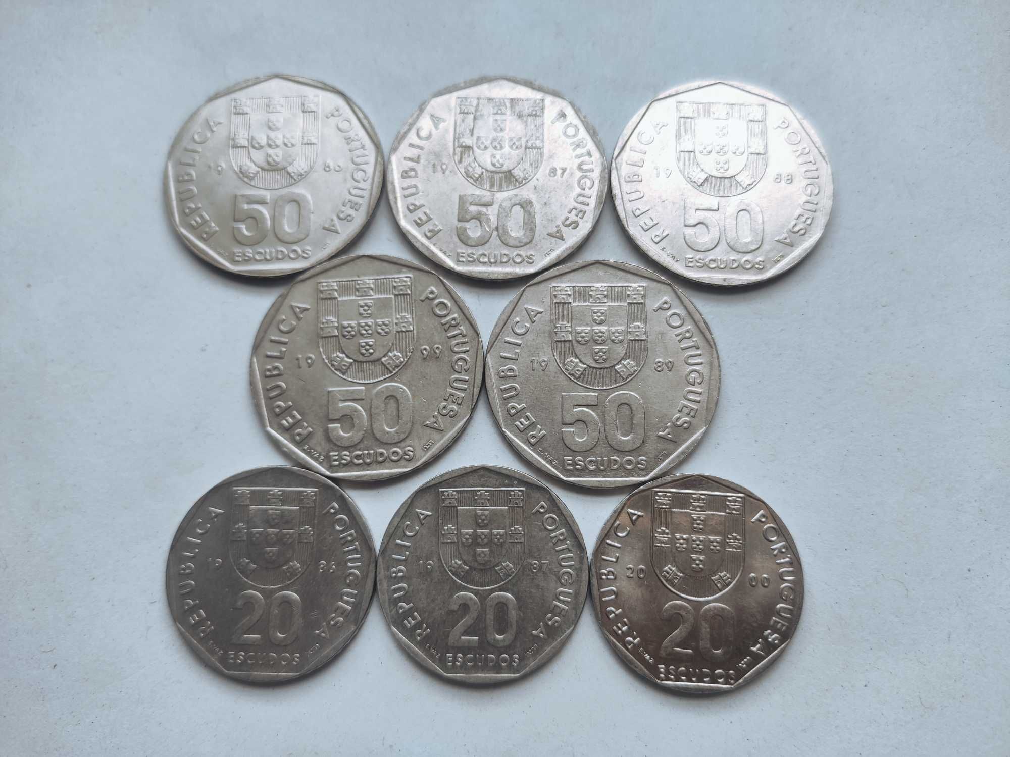Conjunto de 8 moedas: 50$ e 20$