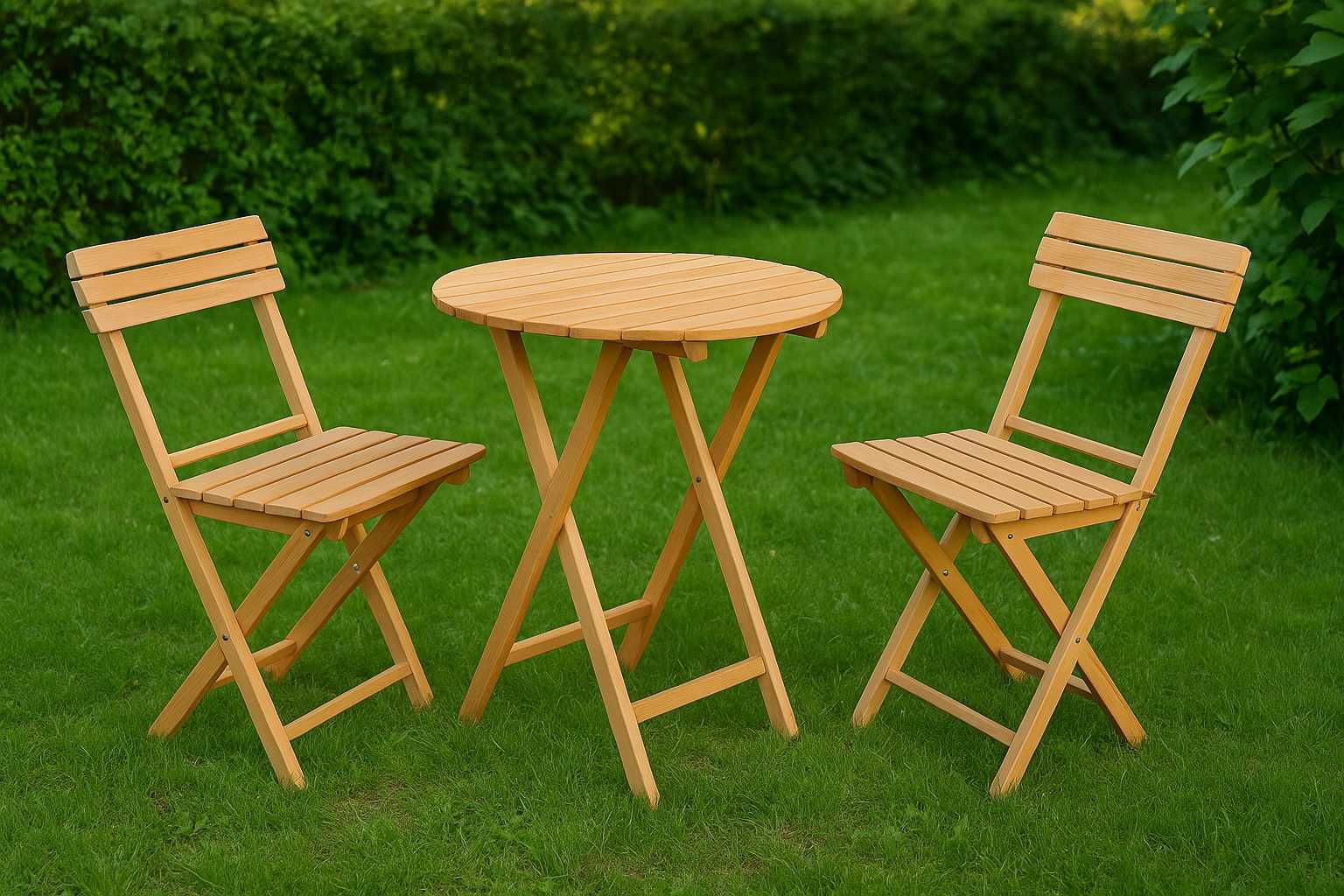 zestaw meble stół krzesła na balkon taras do ogrodu drewniane 60 cm