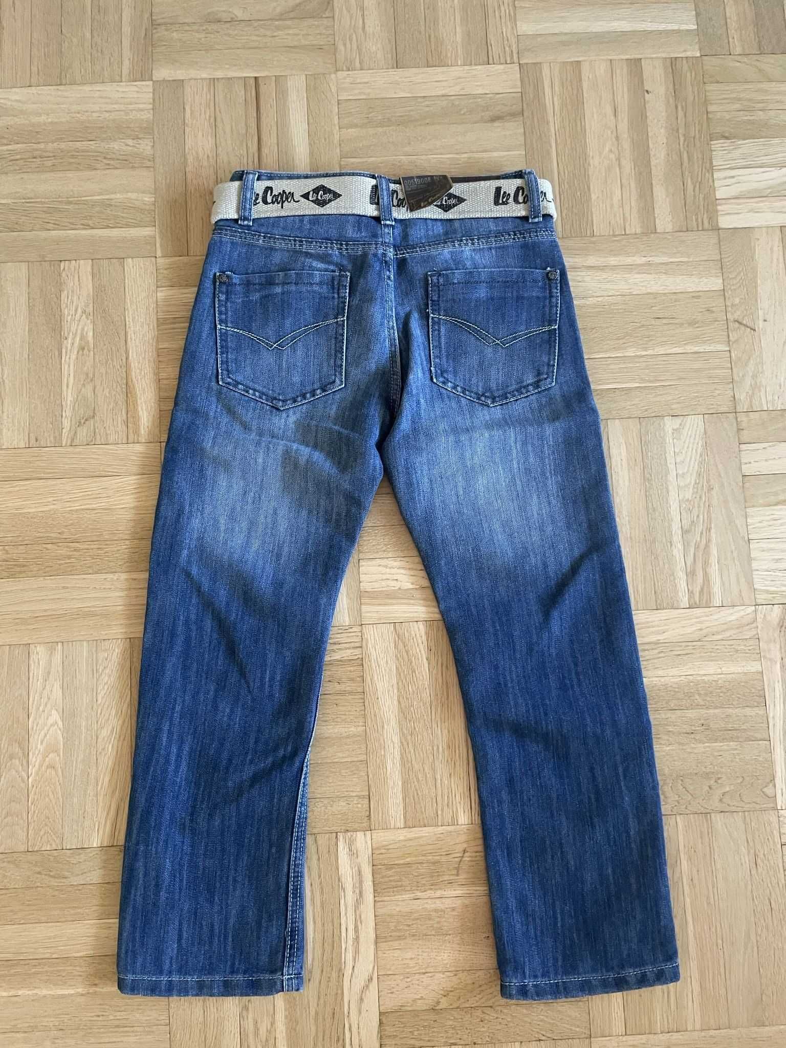 Spodnie Lee Cooper 7-8 lat z paskiem nowe