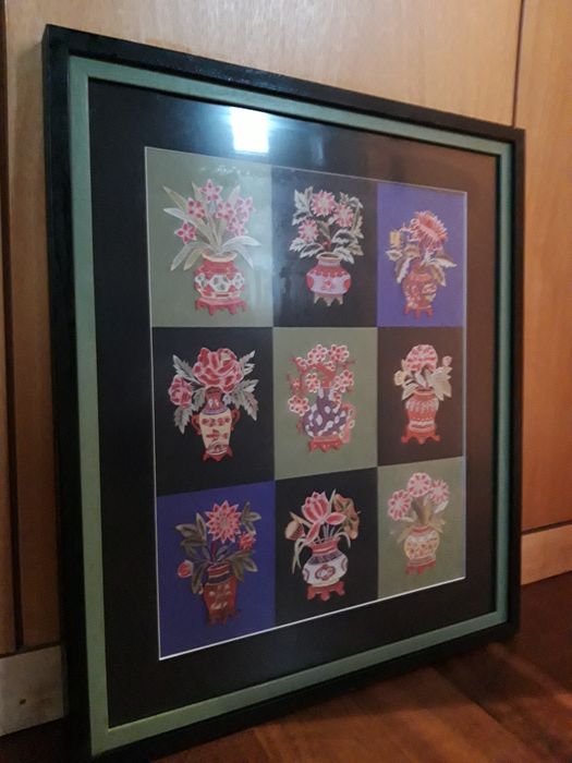 Quadro emoldurado com 9 recortes chineses tradicionais