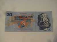 Banknot Republika Czeska 20 Korun bardzo dobry stan