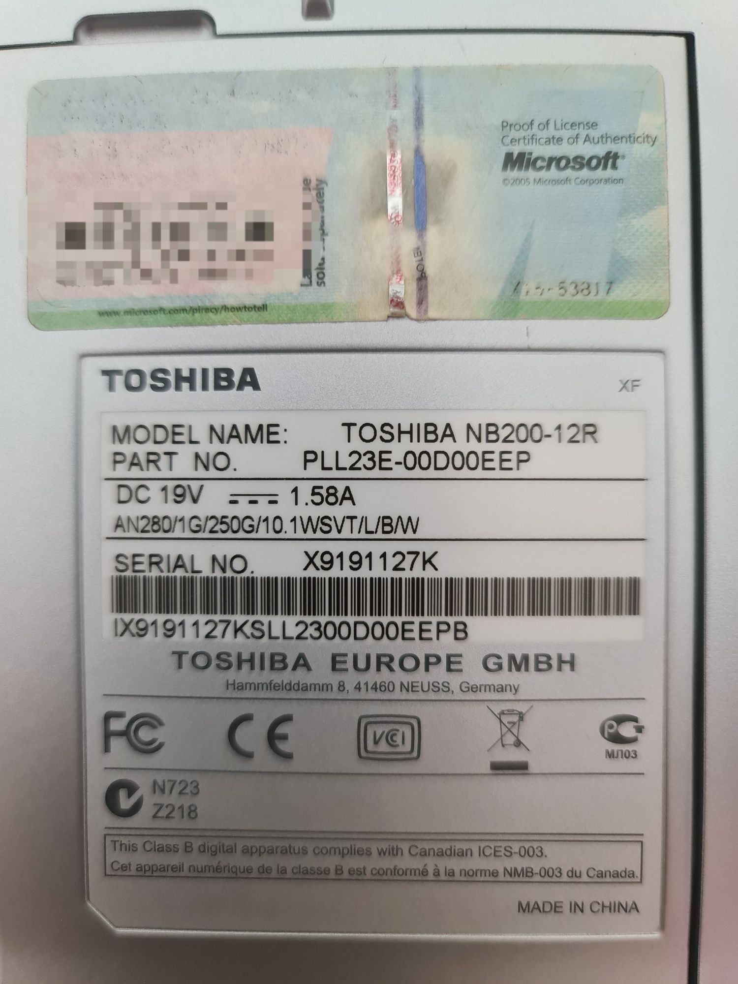 Toshiba Netbook NB200-12R - a funcionar em pleno!