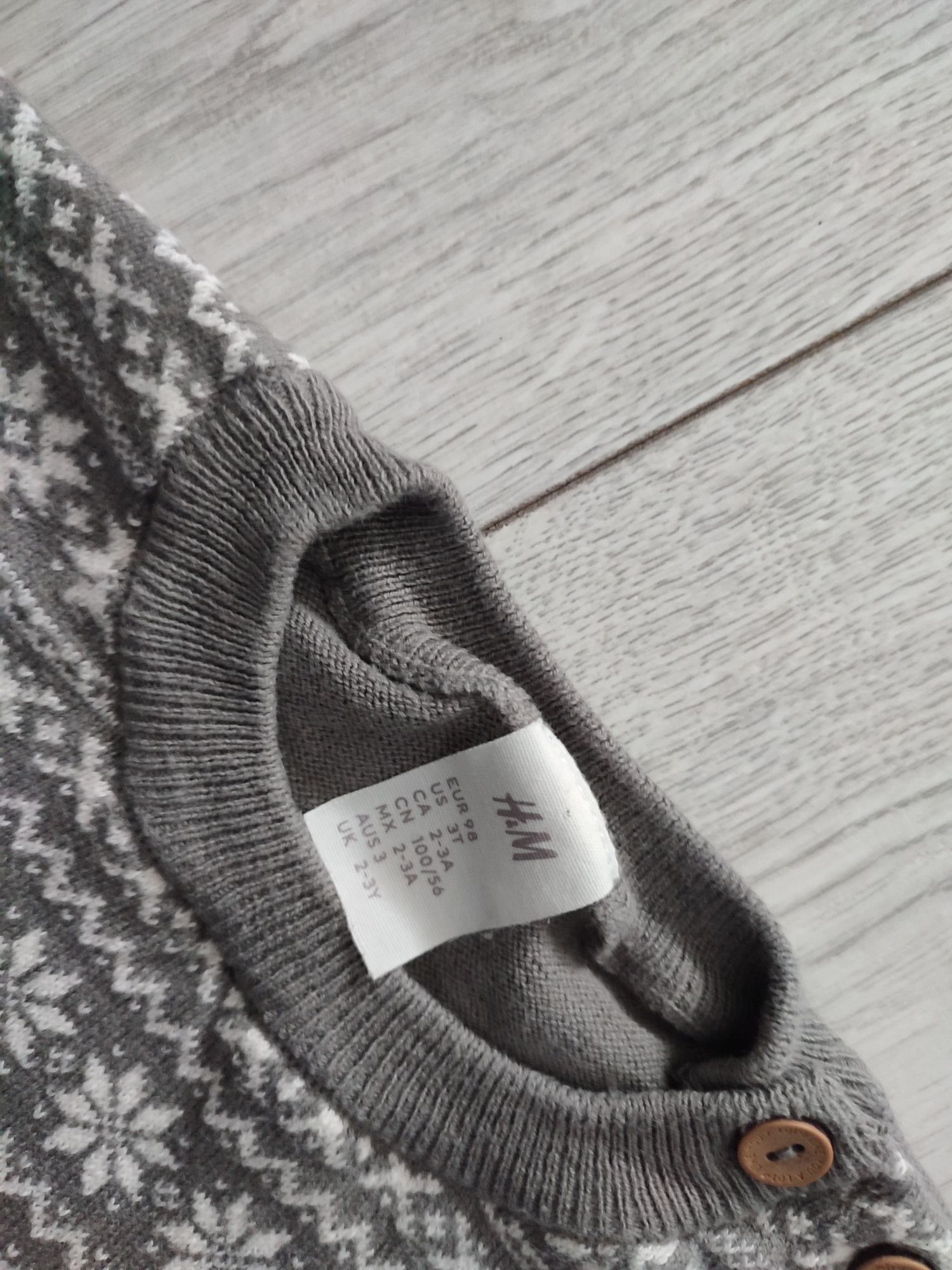 Sweter bawełniany żakardowy H&M 98