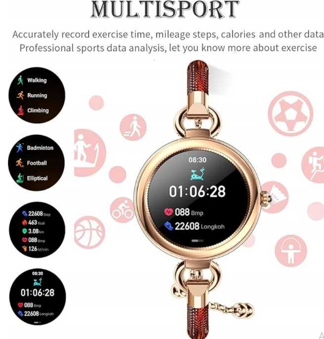 Damski smartwatch GT01, monitorowanie tętna, monitor snu ttst969