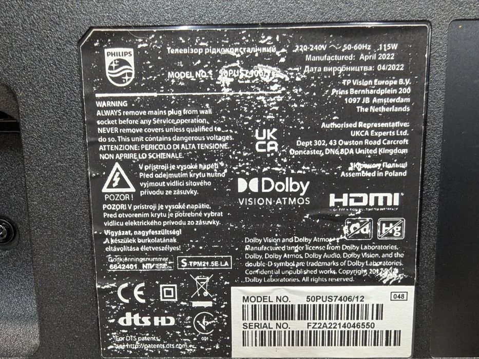 Philips 50PUS7406 4K Ultra HD Android 11, / 2022