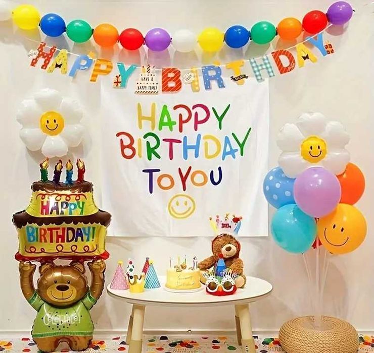 Balony na urodziny foliowe Zestaw Miś 5 szt