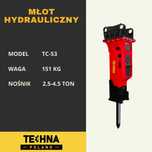 Młot hydrauliczny minikoparki  2.5-4.5 ton Techna TE-53 151 kg Jcb CAT