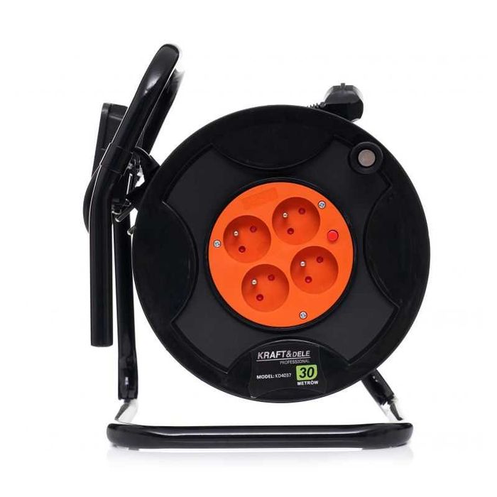 Przedłużacz budowlany ogrodowy 30m 4 gn+ naświetlacz halogen LED 20W
