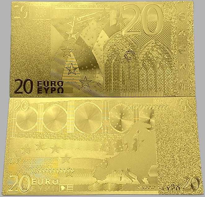 ZŁOTY Banknot Złote Banknoty 20 Euro Złoto 24 karat