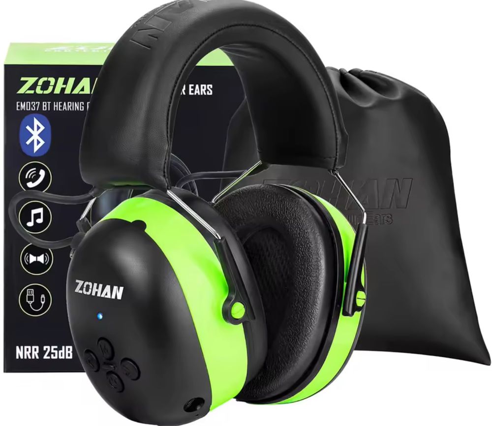 PROHEAR 037 słuchawki ochronne z Bluetooth, mikrofonem - zielone