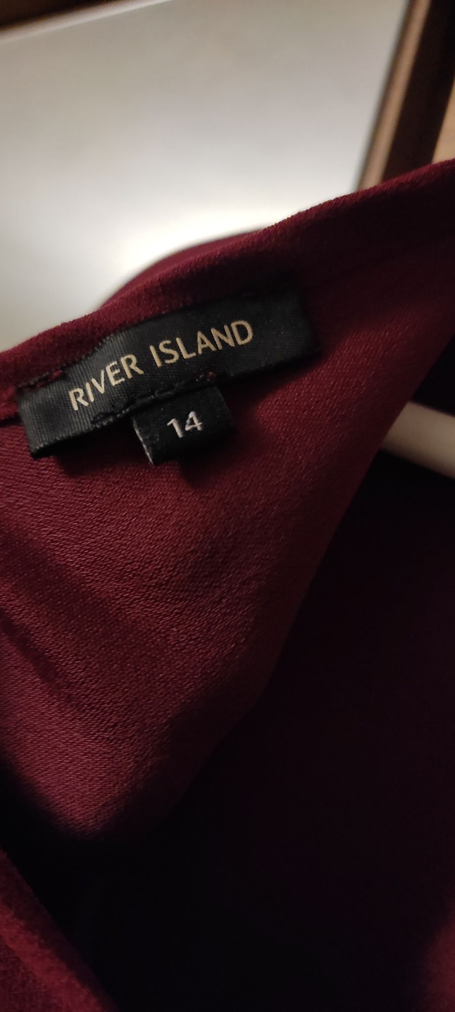 Bordowa sukienka/ tunika z rozkloszowanymi rękawam river island