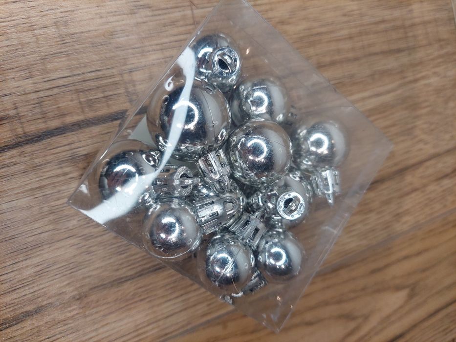 Srebrne mini bombki 12szt