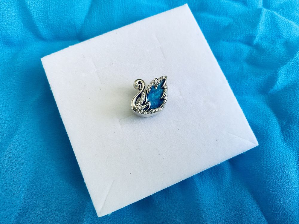 nowa unikatowa zawieszka charms beads błękitny łabędź srebro 925