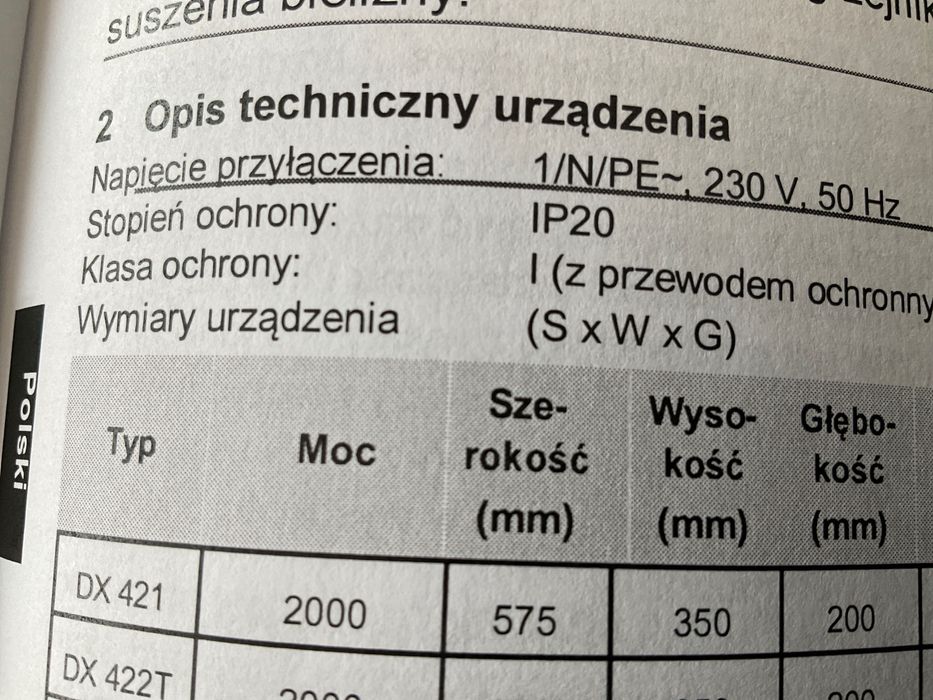 DIMPLEX DX 421 konwektor grzejnik elektryczny 2000 W  NOWA CENA