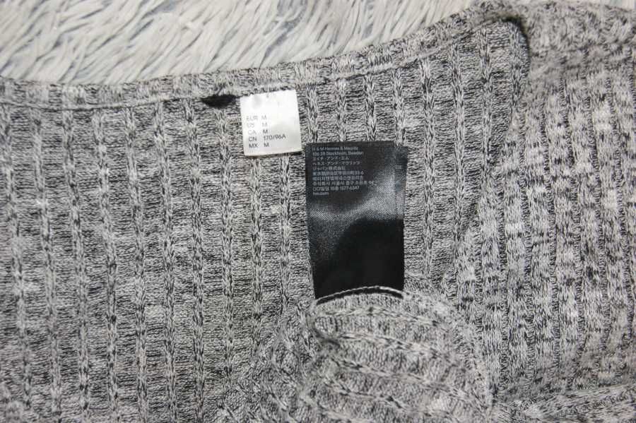 Sweter szary melanż H&M dłuższy tył rozmiar M/38