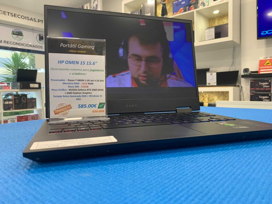 Portátil Gaming HP OMEN 15 | RTX 2060 | 16GB/512GB SSD | Loja Física