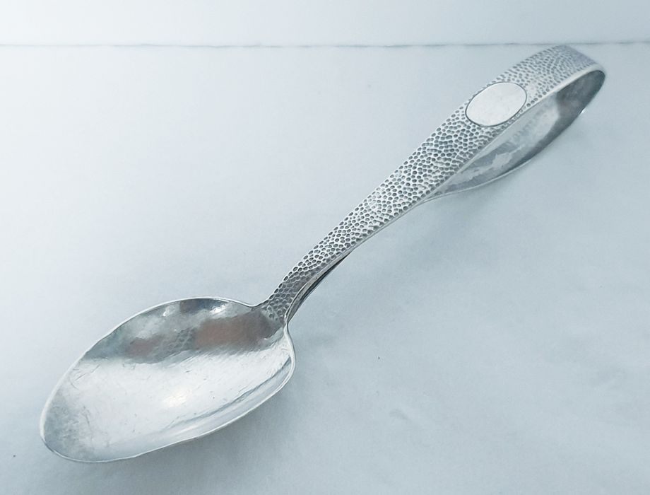 Rara antiga colher de medicina em prata chinesa contrastada