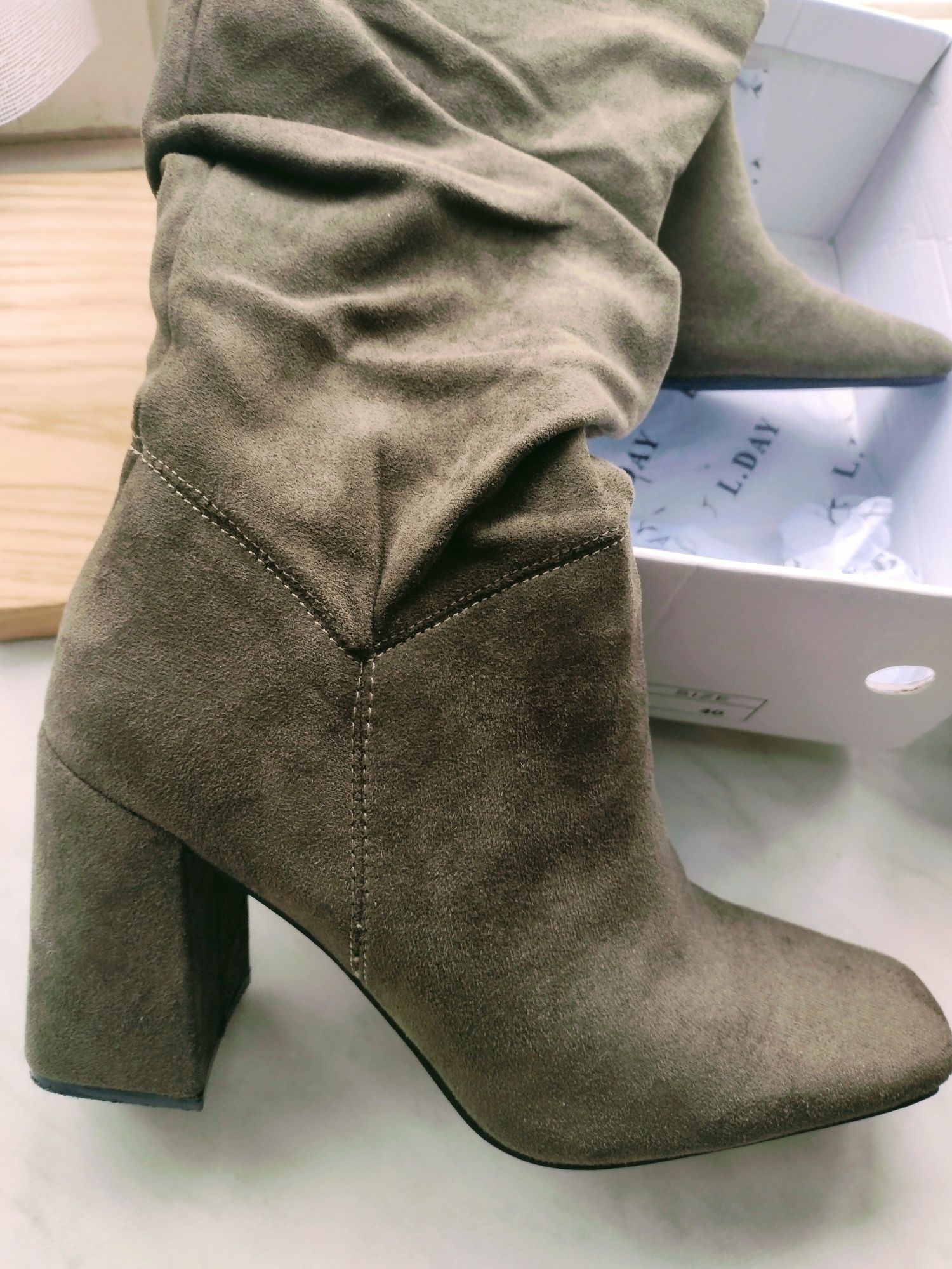kozaki damskie przejściowe r. 39,5 khaki oliwka