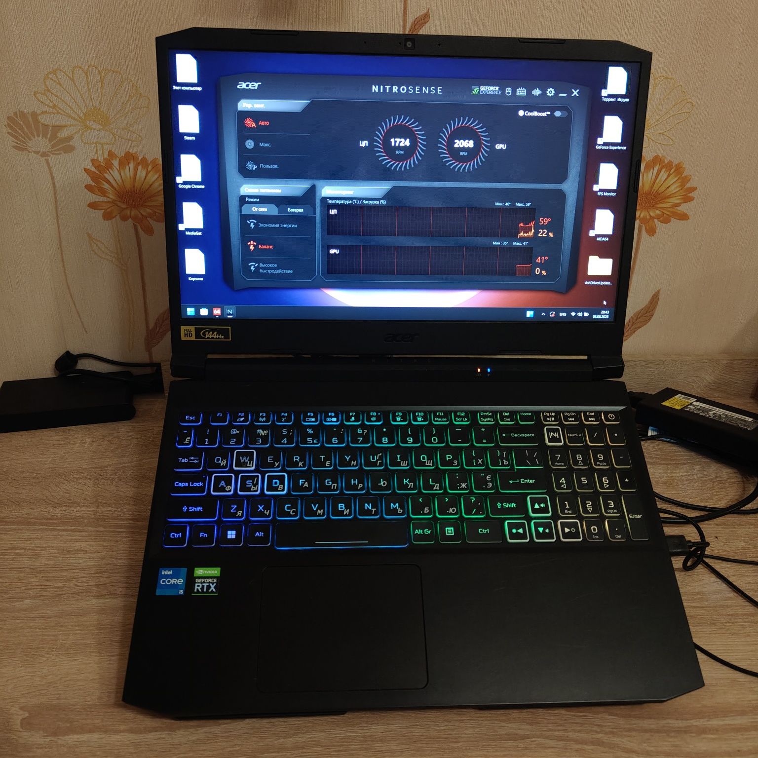 Aser nirto 5 / rtx 3060 / i5 /озу 16gb /ssd 512