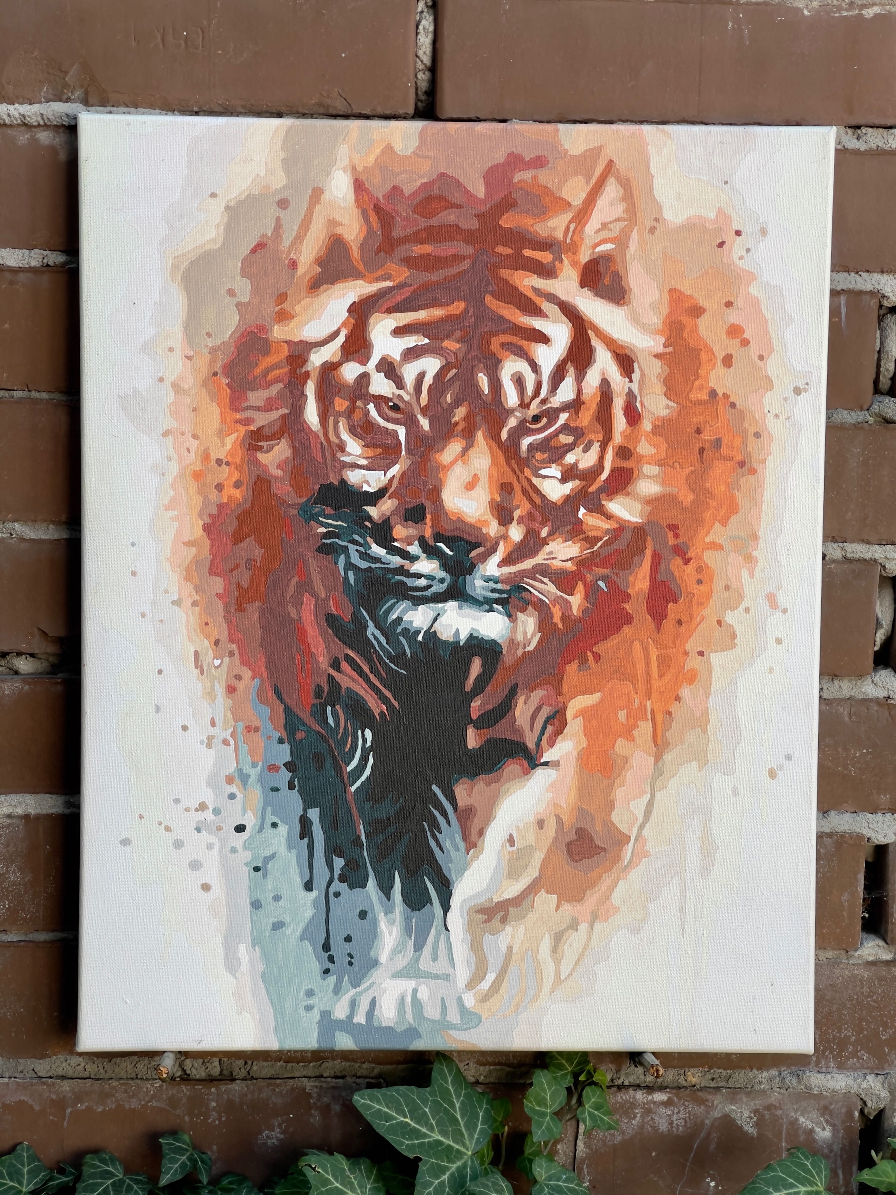 Картина розмальована за номерами Вогняна сила тигра тварини дикість