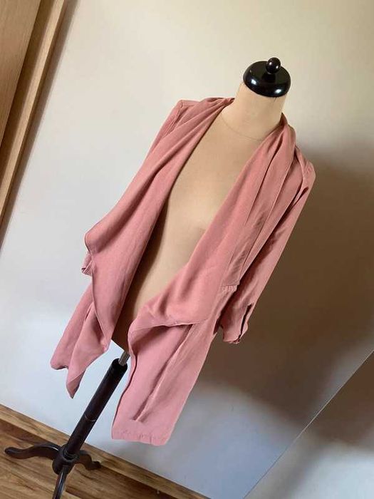 narzutka plaszcz parka s m bez nude pastele oversize waterfall