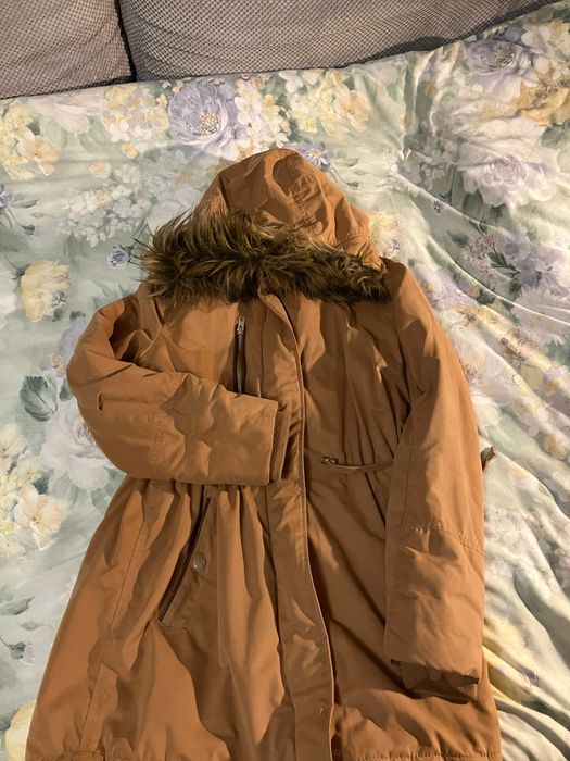 Kurtka zimowa futro beżowa camel H&M