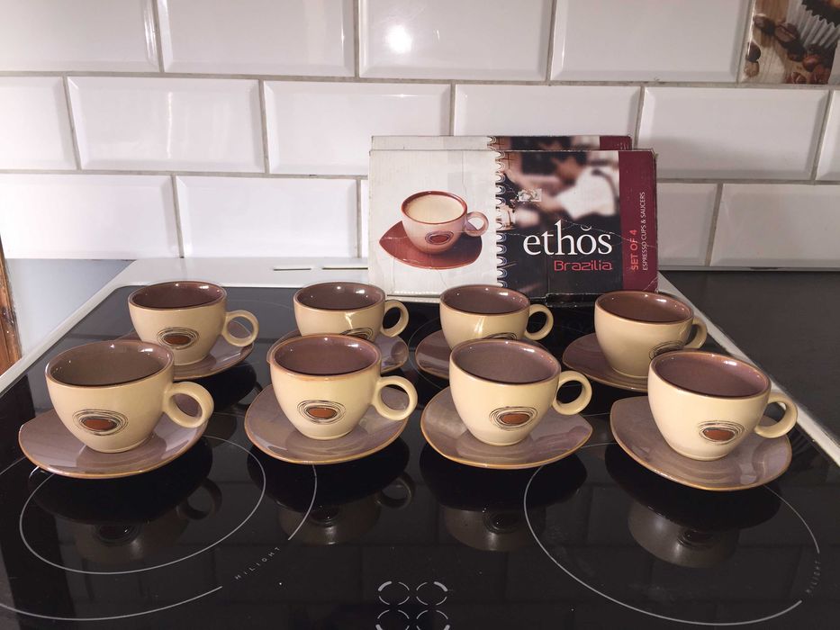 Nowy serwis kawowy do espresso ethos, ceramika, zestaw filiżanek