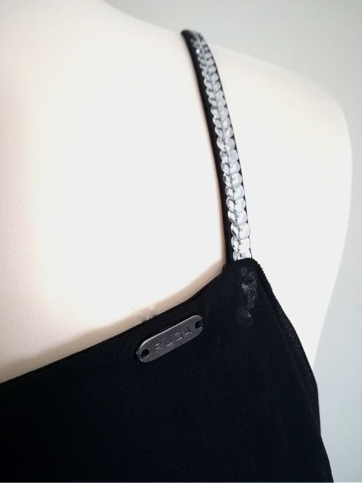 Vestido da Ruga de Alças com Lantejoulas Prateadas