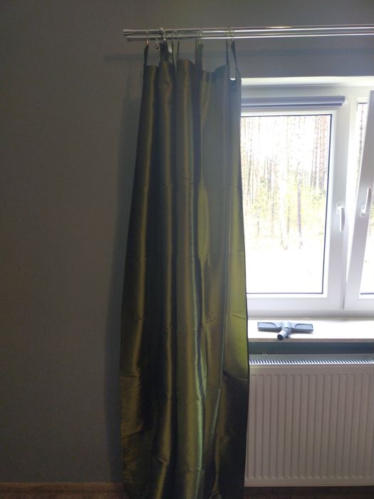 Zasłony zielone z przelotką