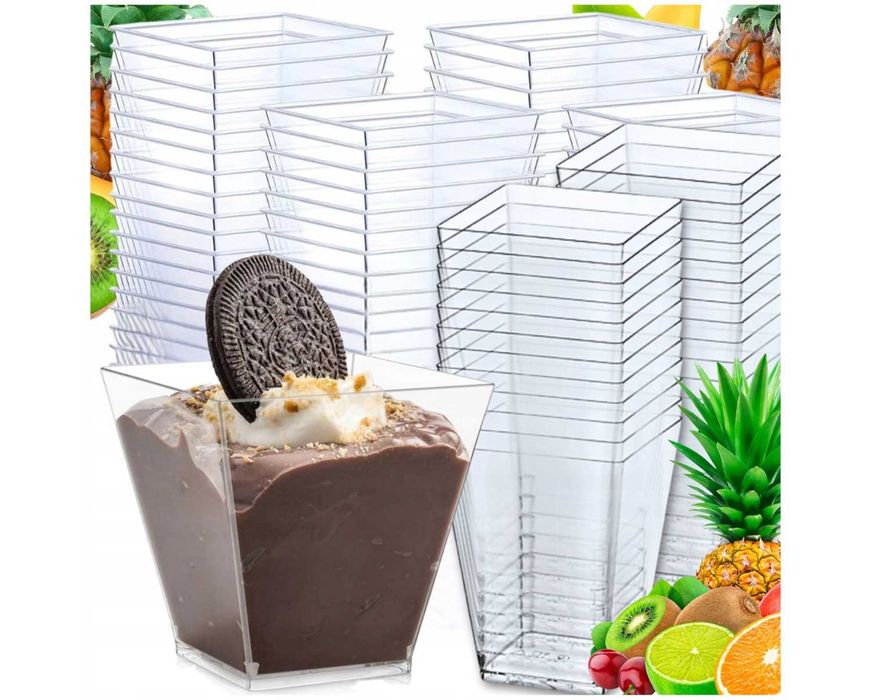 Pucharki do Deserów Lodów Pojemniki Kubeczki na Mini Desery 60ml 50szt