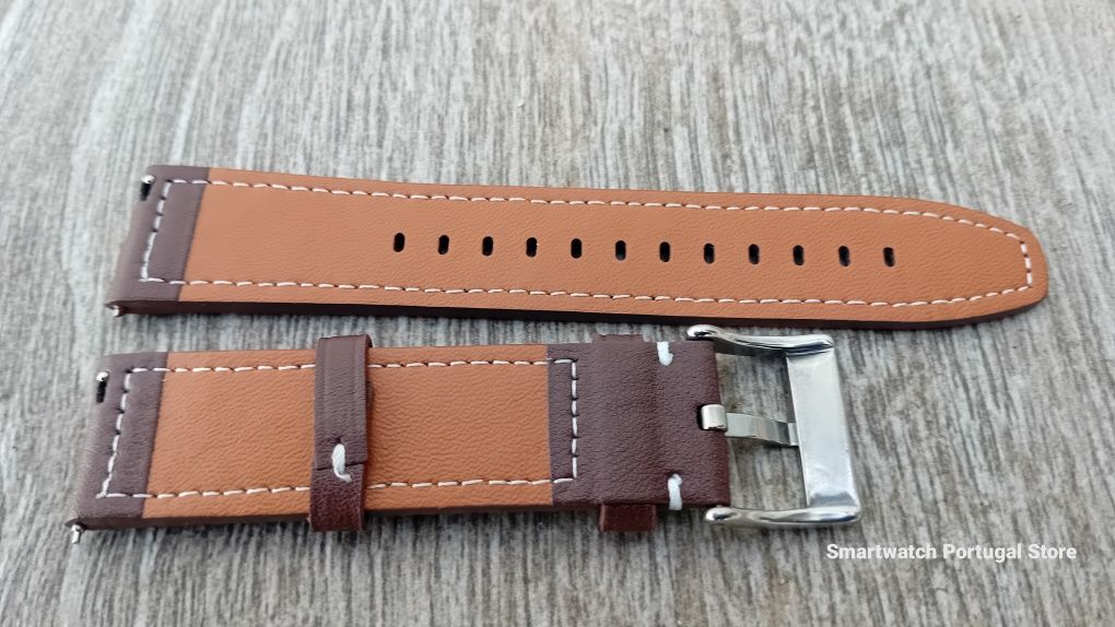 Bracelete em pele 22mm : Castanha escura