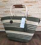 Piekny kosz torebka letnia boho Alex Max made in Italy zieleń khaki be