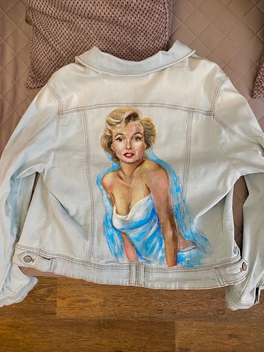 куртка джинсова Denim Co, малюнок з Мерлін Монро. ручний розпис.