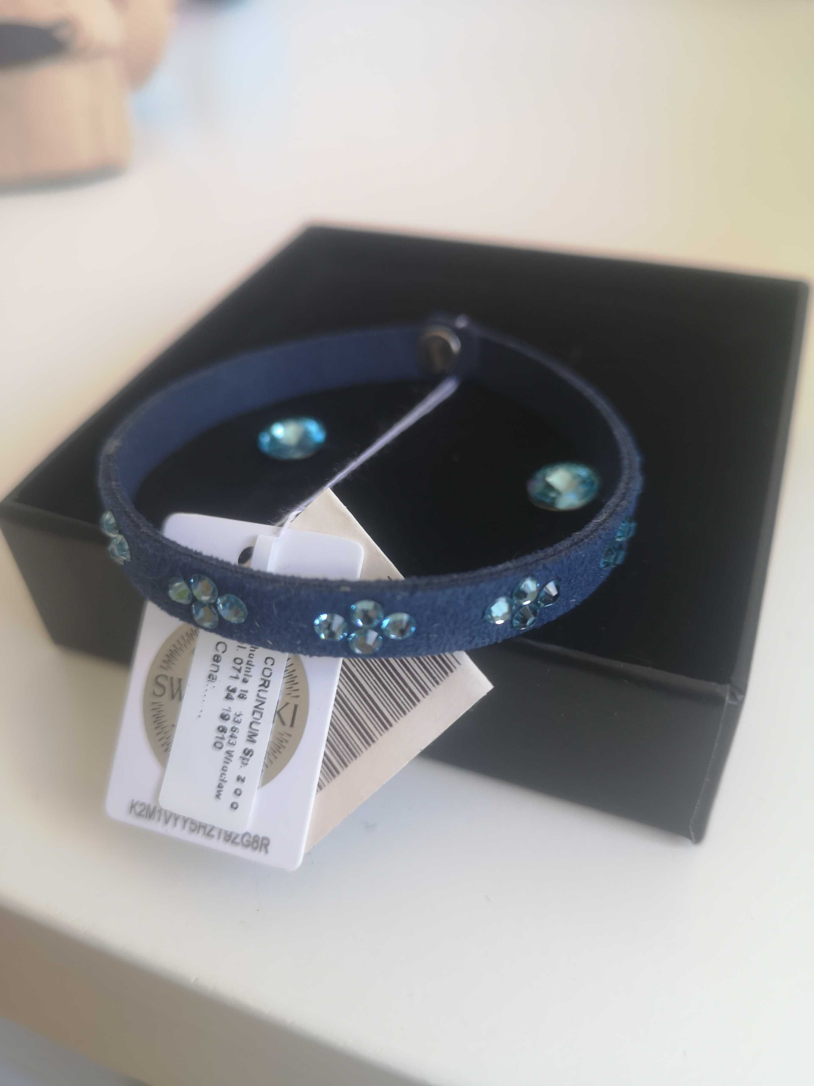 Bransoletka kolczyki srebro swarovski certyfikat cyrkonie niebieskie