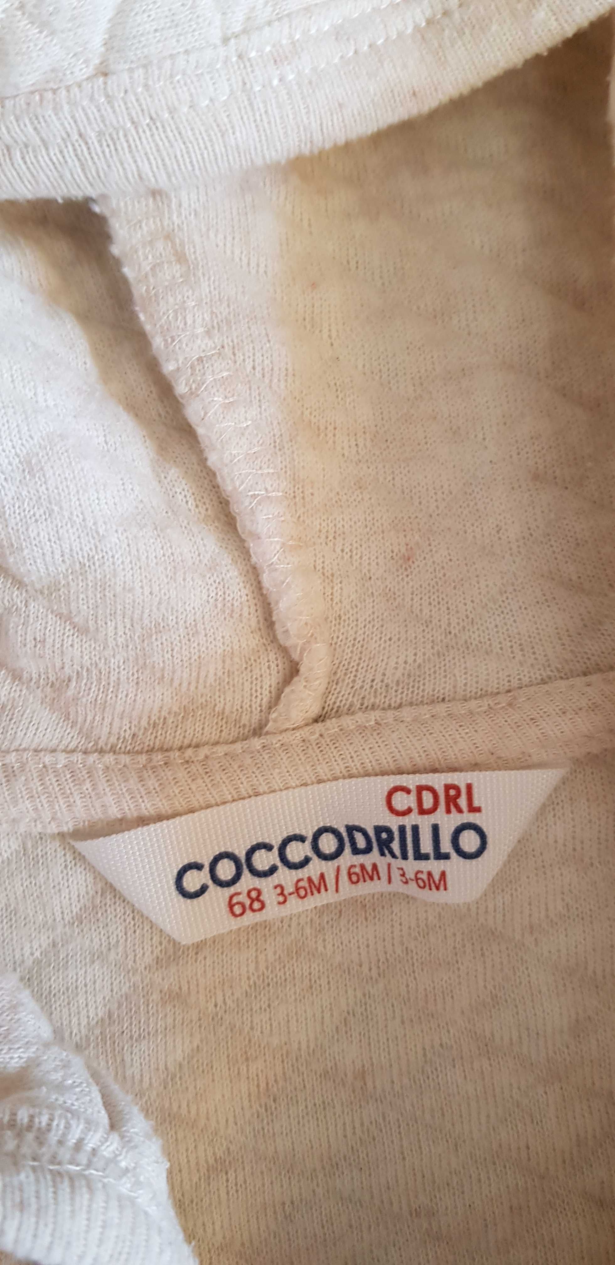 68 Bluza Coccodrillo z kapturem, kremowa, pikowana jak NOWA 3-6