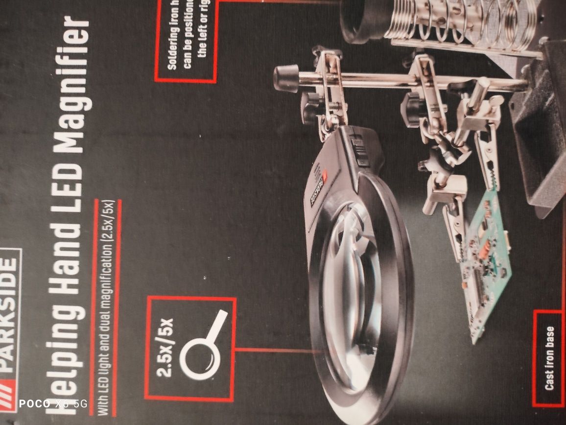 Parkside zestaw do mechaniki precyzyjnej z led lupą nowy