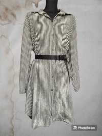Bawełniana sukienka w paski z długim rękawem Flair Comfort Style L/XL