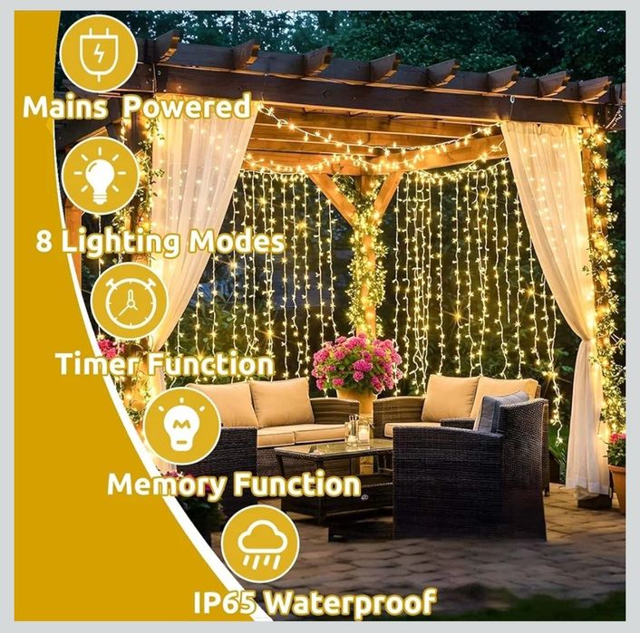 Joysing Bożonarodzeniowa Kurtyna świetlna 6 m x 3 m 600 LED