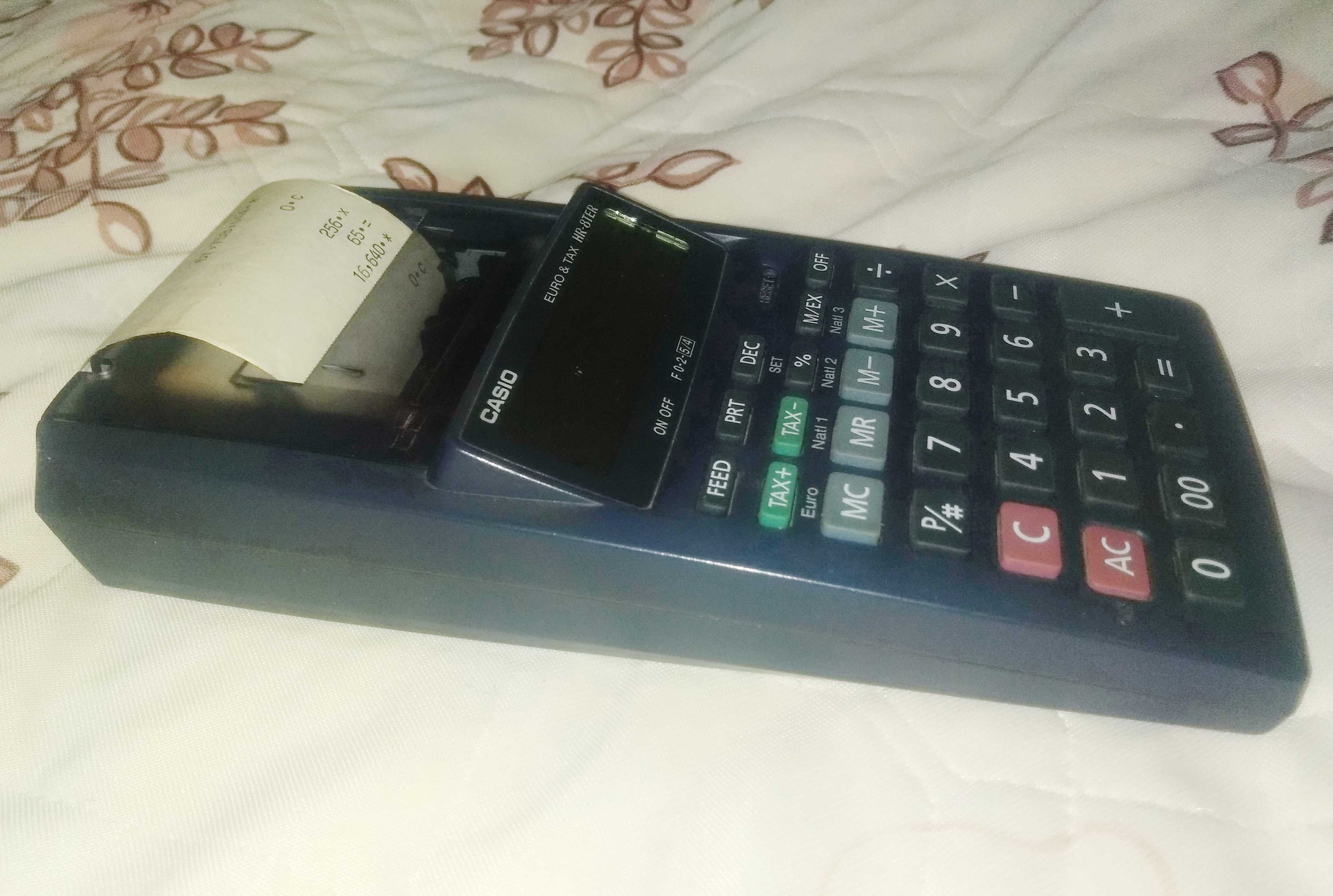 Калькулятор с печатью CASIO HR-8TER EURO&TAX +рулон ленты для печати